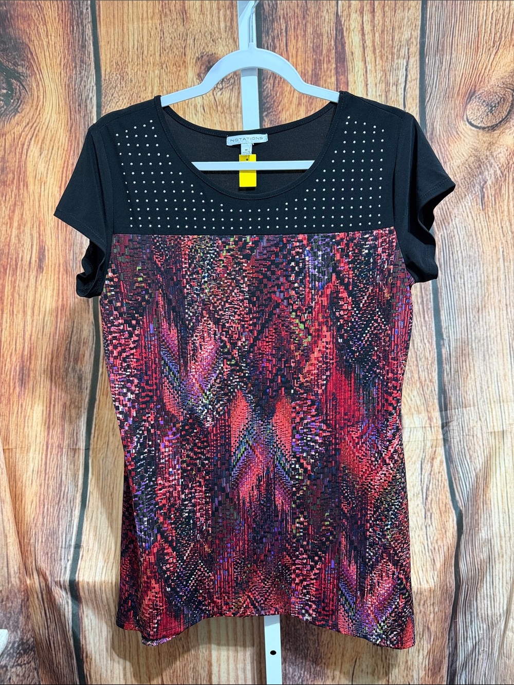 🚨(4/$10) Notations Studded Asymmetrical Blouse Size M
